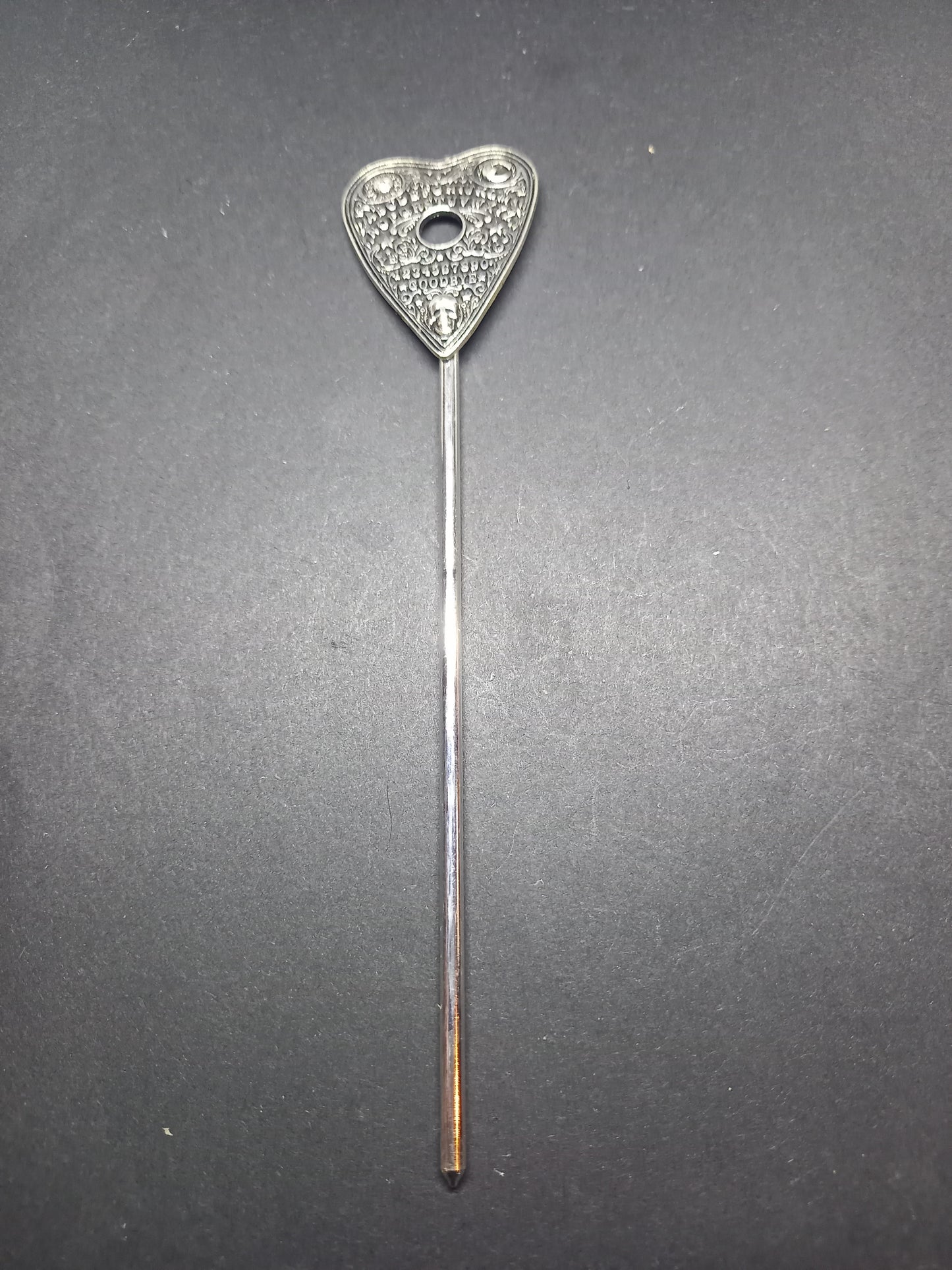 Goth Gothic Witchy Occultist Satanic Pagan "Ouija Planchet" detail metal hair stick V1