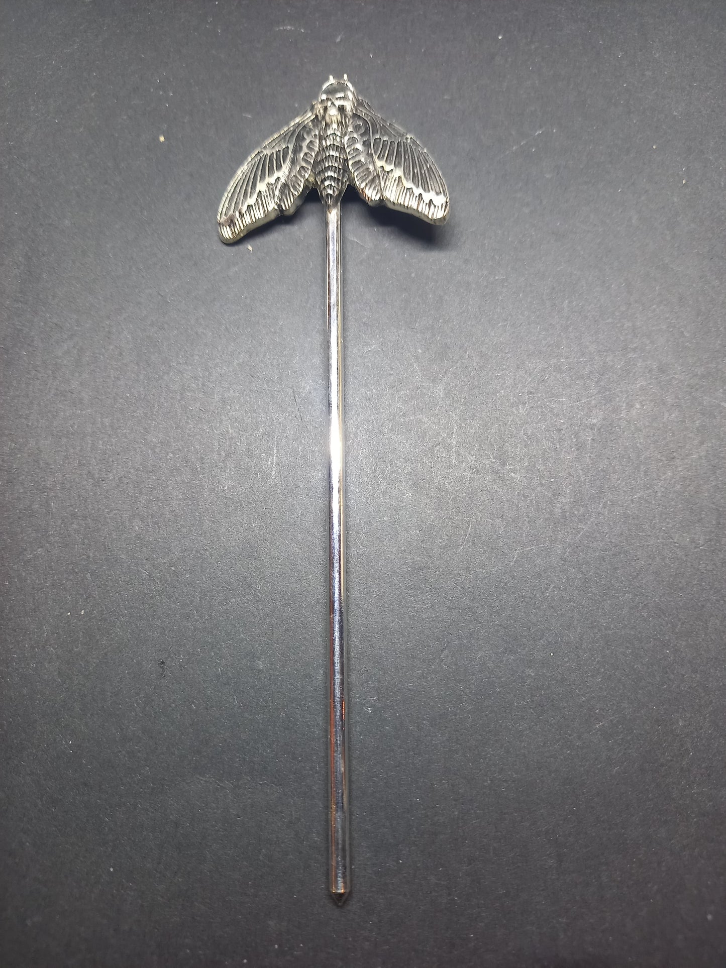 Goth Gothic Witchy Occultist Satanic Pagan "Death head moth" detail metal hair stick V2