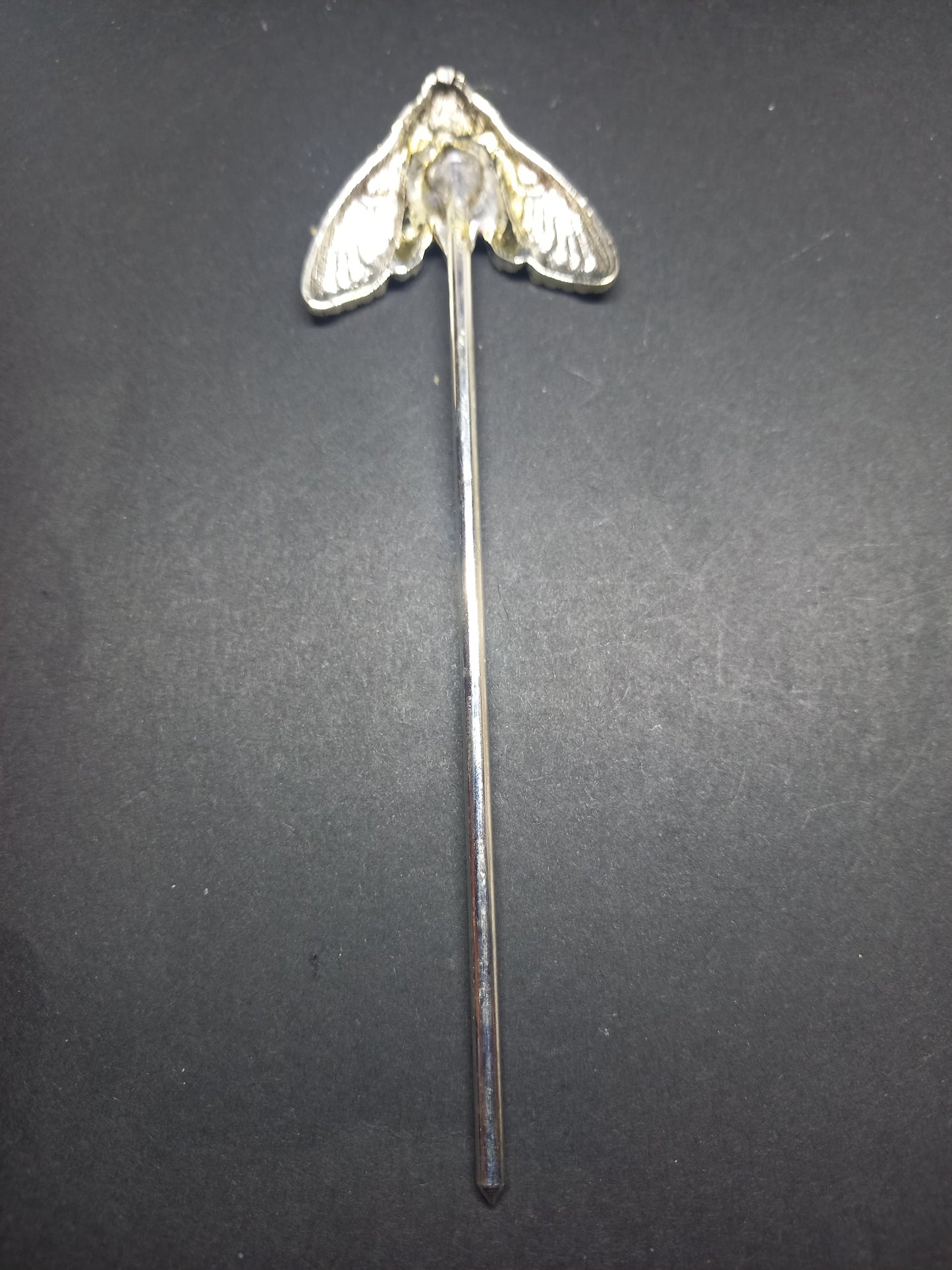Goth Gothic Witchy Occultist Satanic Pagan "Death head moth" detail metal hair stick V2