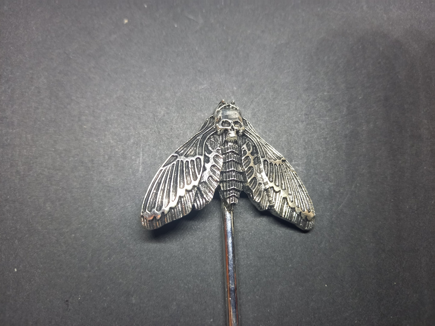 Goth Gothic Witchy Occultist Satanic Pagan "Death head moth" detail metal hair stick V2