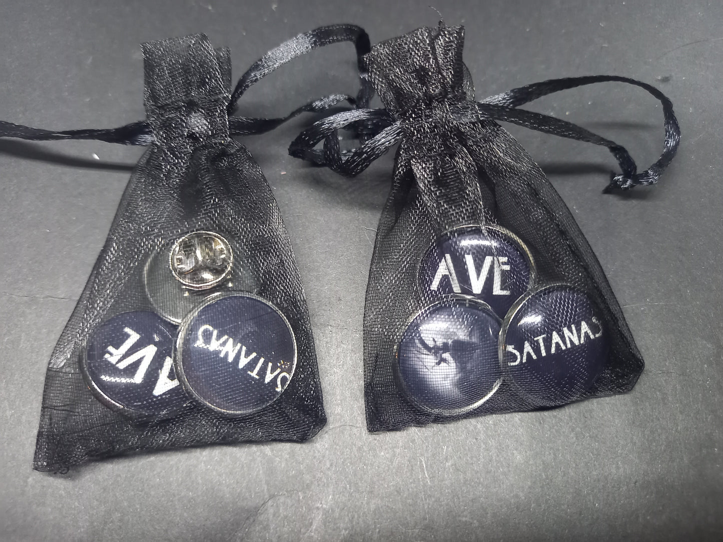 Kawaii Pastel Nu Neo Goth Gothic Witchy Witch Witchcraft occult satanic "Ave Satanas" badge set
