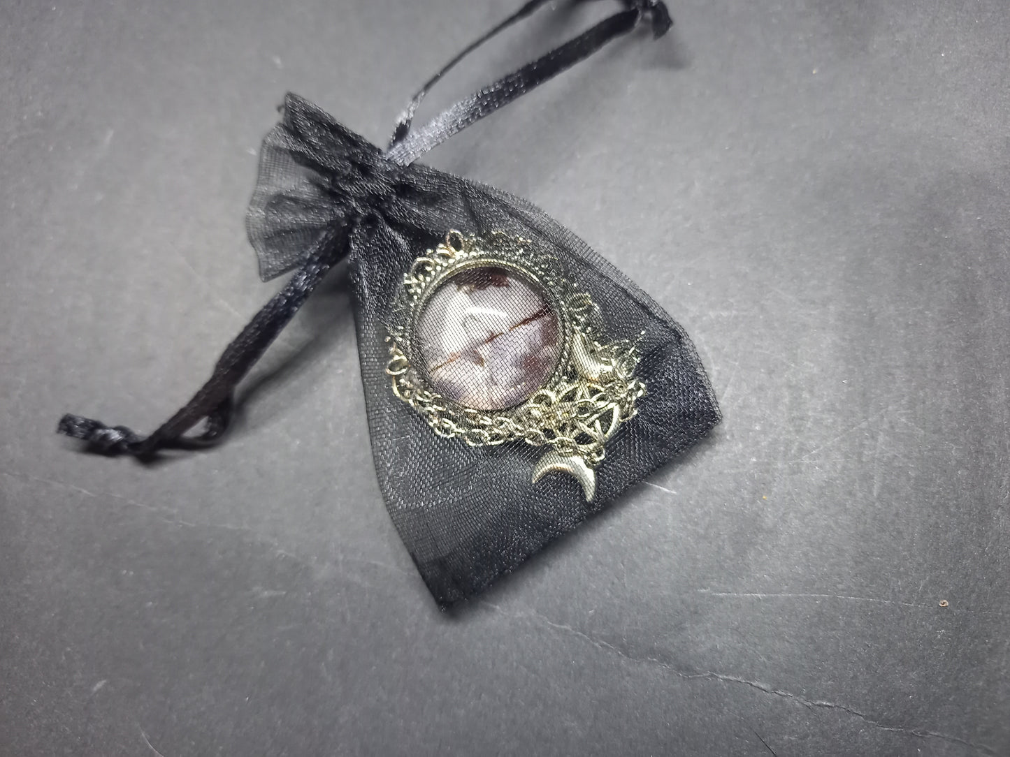 Oddity curiosity goth gothic witchy killstar magic magick occult "naked witch on broomstick" ornate broach with chains