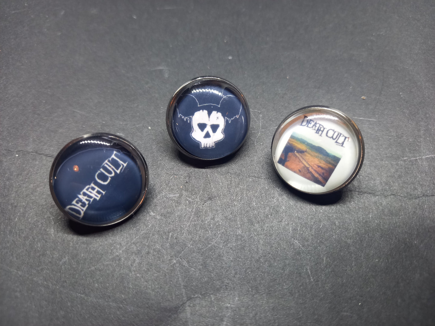 Goth Gothic Old School 1980's alternative "Death Cult" "Inspired" Pin Set of Three Pin Badge's