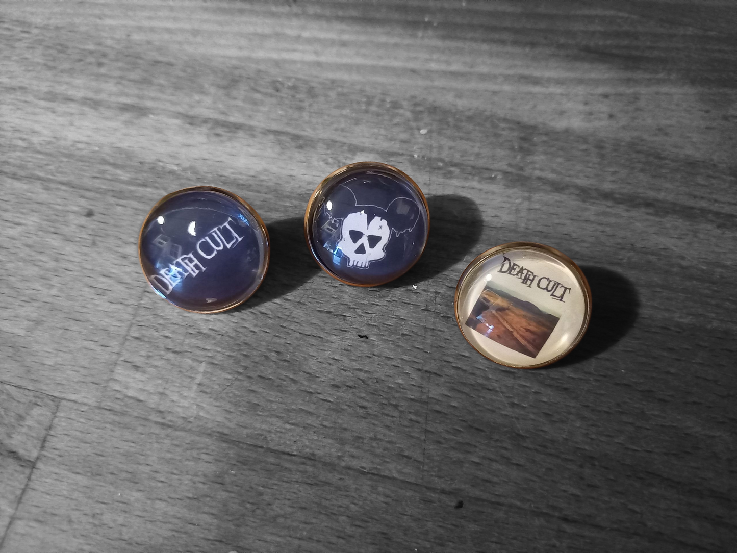 Goth Gothic Old School 1980's alternative "Death Cult" "Inspired" Pin Set of Three Pin Badge's