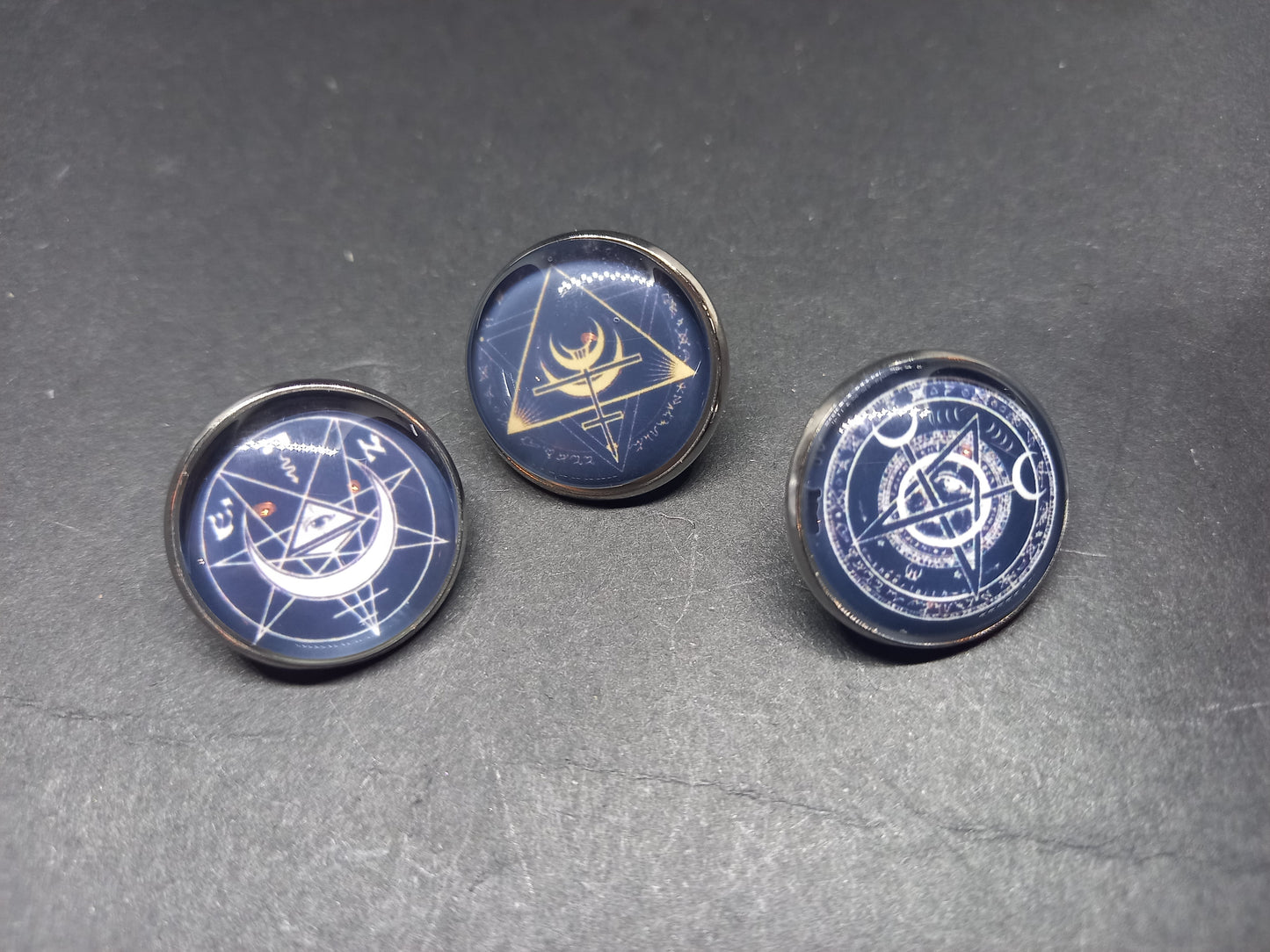 Goth Gothic Old School 1980's alternative Fields Of The Nephilim "Inspired" Set of Three MAGICK Pin Badge's