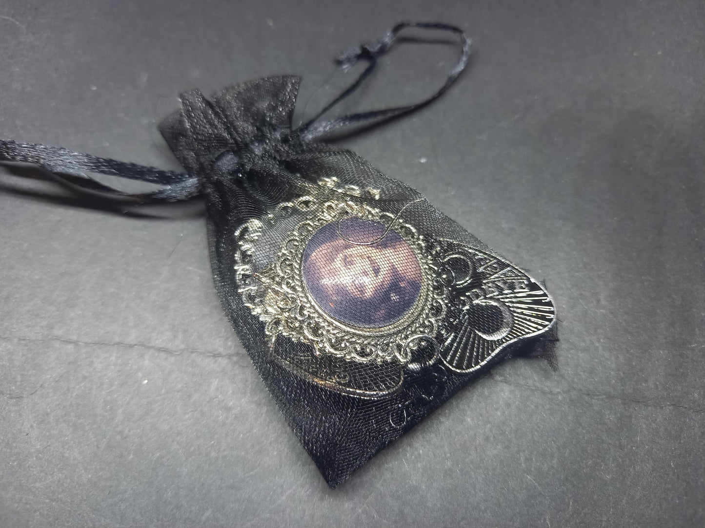 Oddity curiosity gothic witchy Killstar occult "Annabelle inspired Doll image" deluxe Ornate earrings "with Bow and ouija planchette & chains