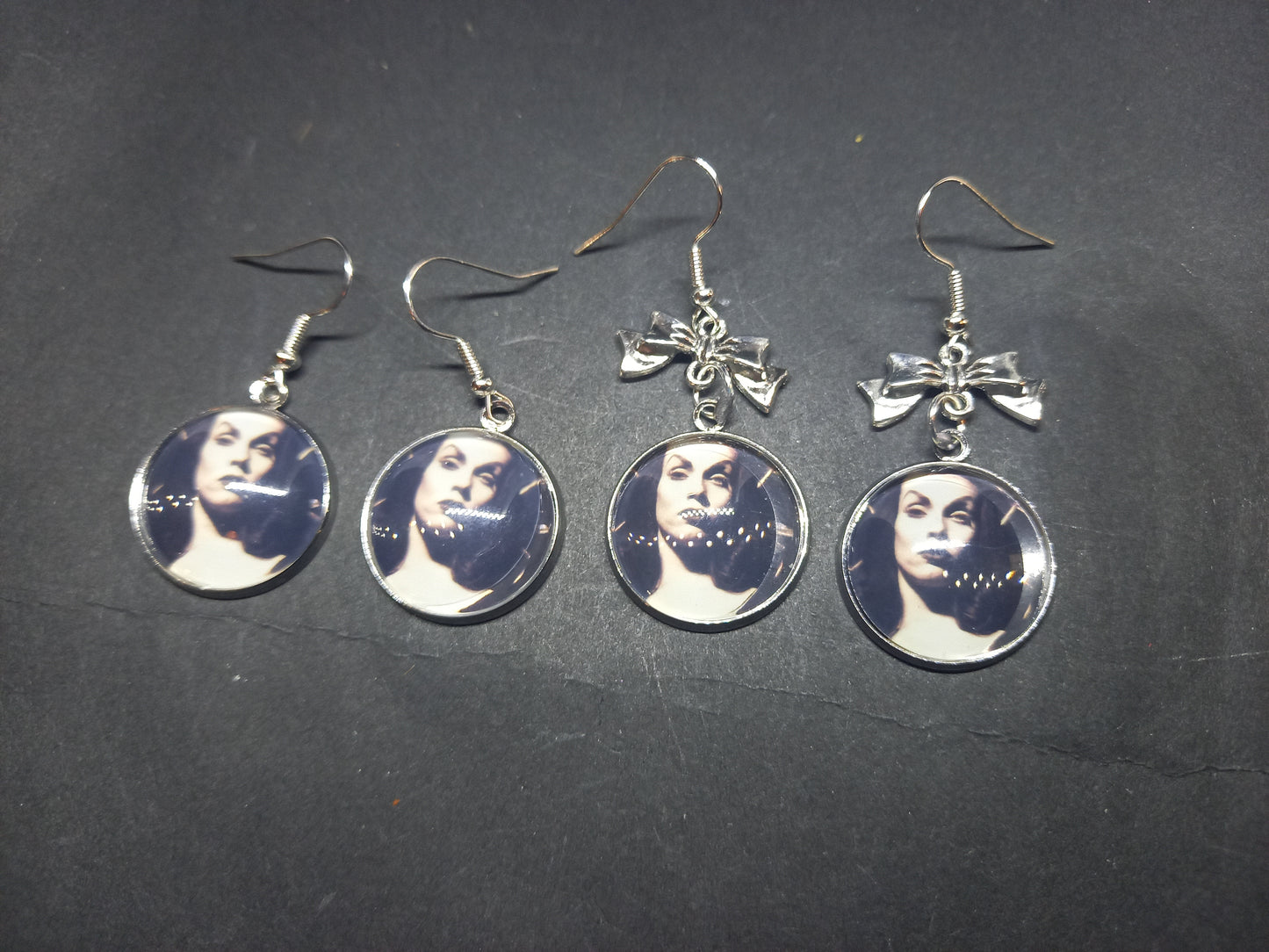 Goth Gothic killstar Witchy, Vampira "Inspired" Earrings ,Plain or with bow