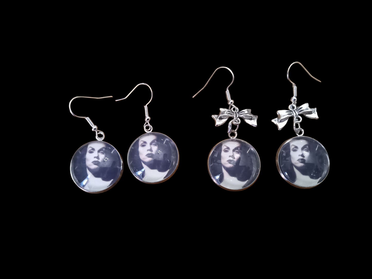 Goth Gothic killstar Witchy, Vampira "Inspired" Earrings ,Plain or with bow