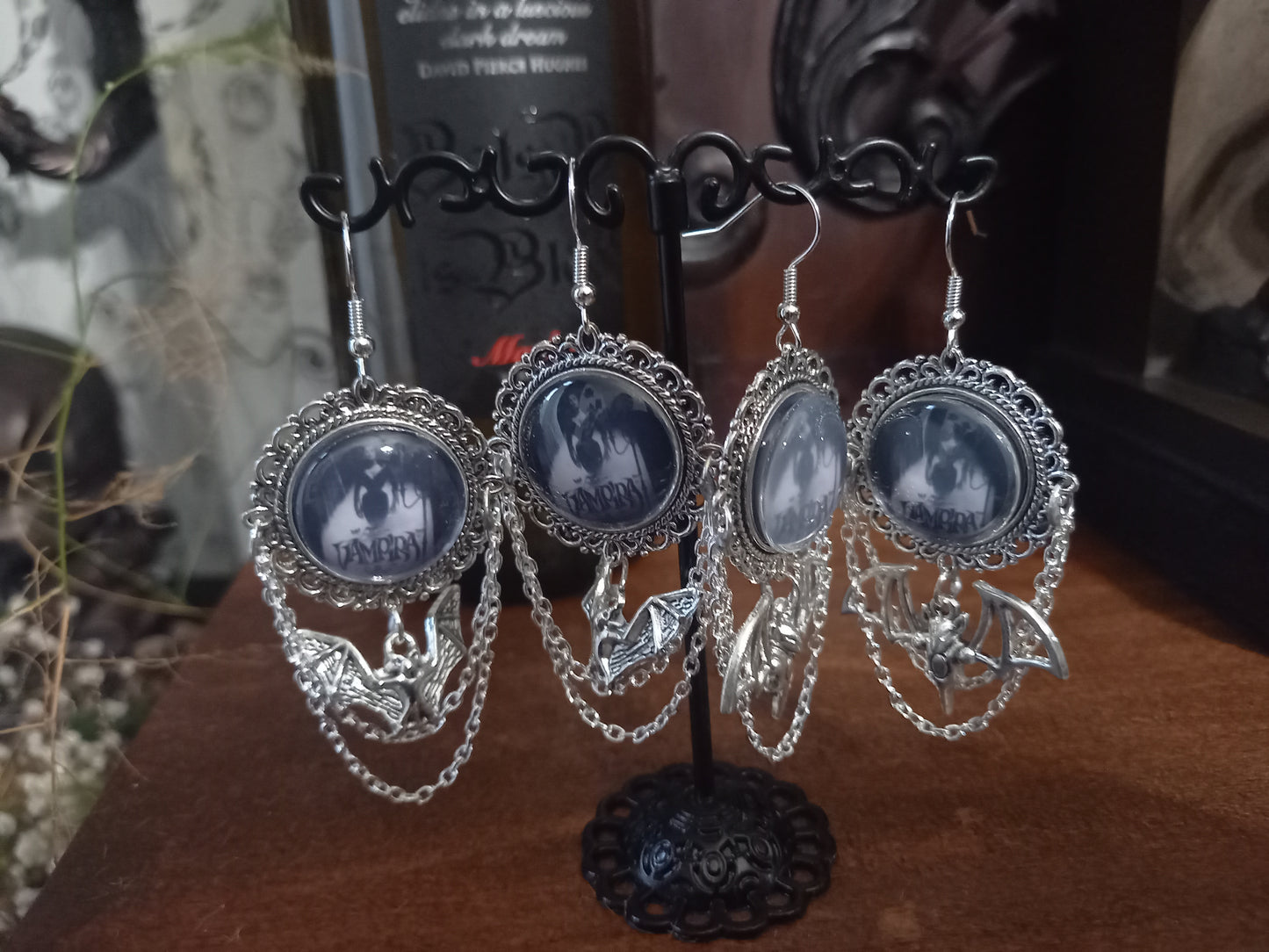Kawaii Pastel Nu Neo Goth Gothic Witchy fashion Vampira from the Vampira Show inspired Deluxe Earrings V2