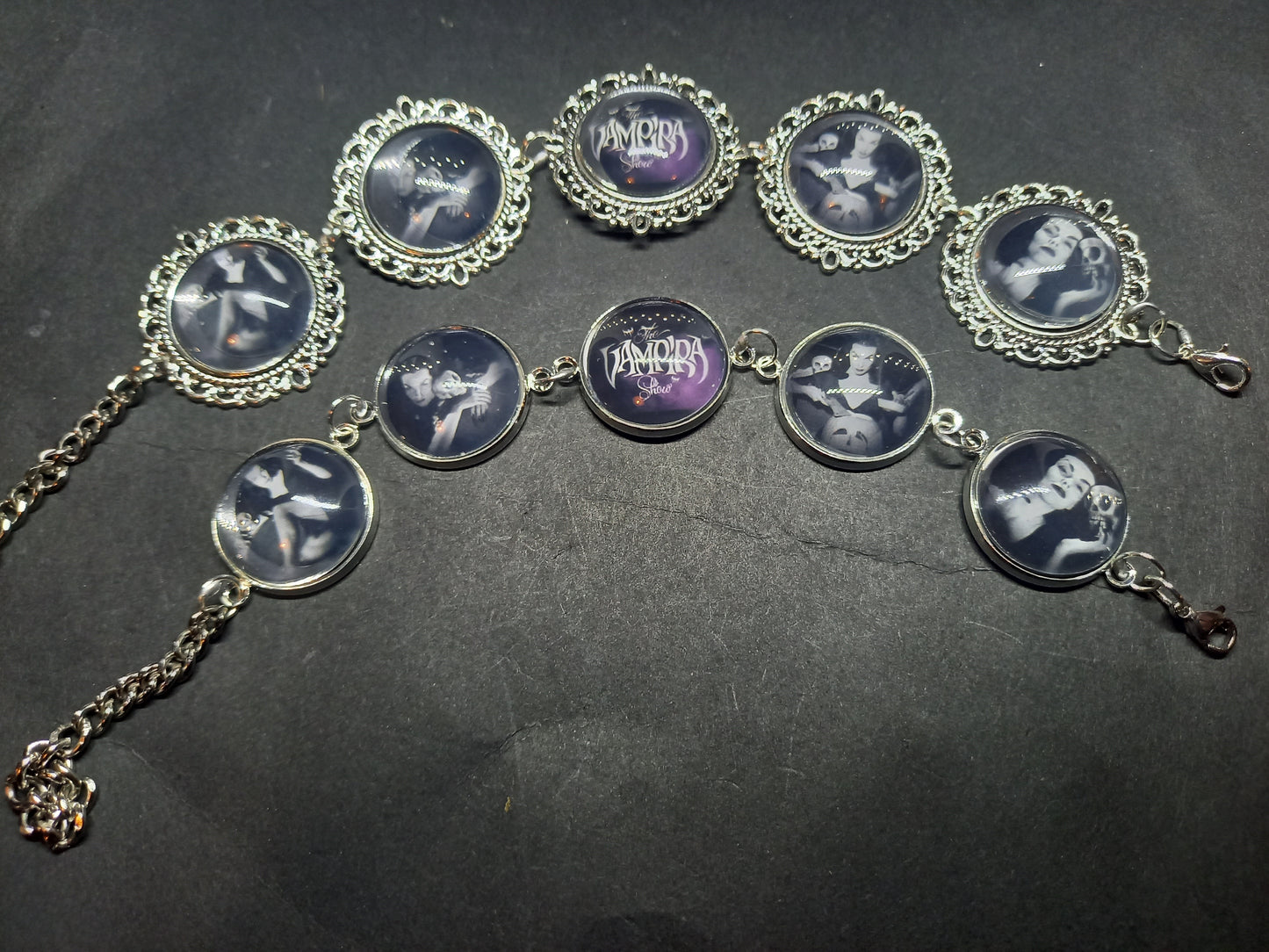 Goth Gothic Witchy" Vampira" fan art "Vampira Show " inspired bracelets