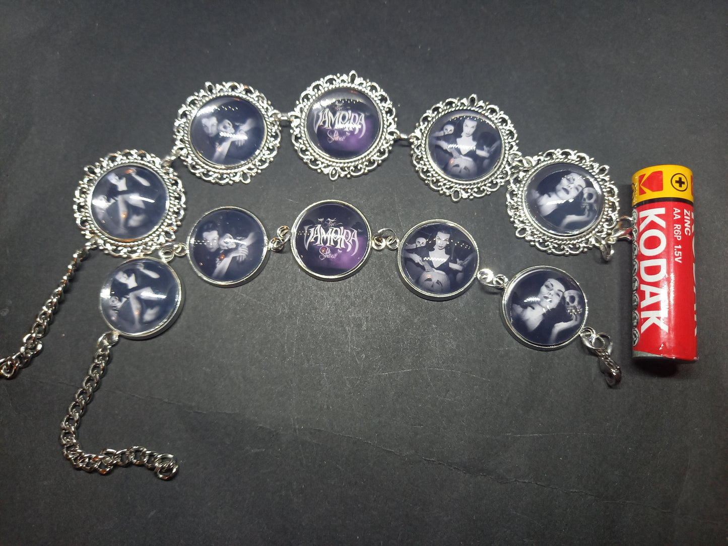 Goth Gothic Witchy" Vampira" fan art "Vampira Show " inspired bracelets