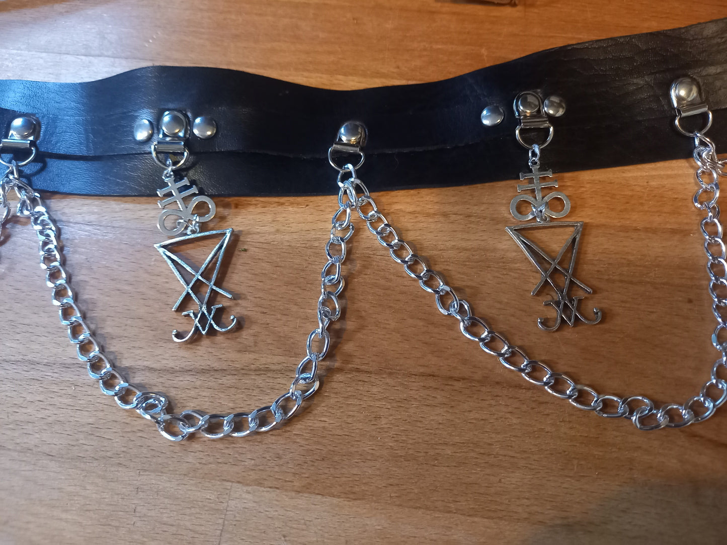 Goth Gothic Witchy killstar witch witchcraft Satanic Occult "Cross of satan and Sigil of Satan" chain belt