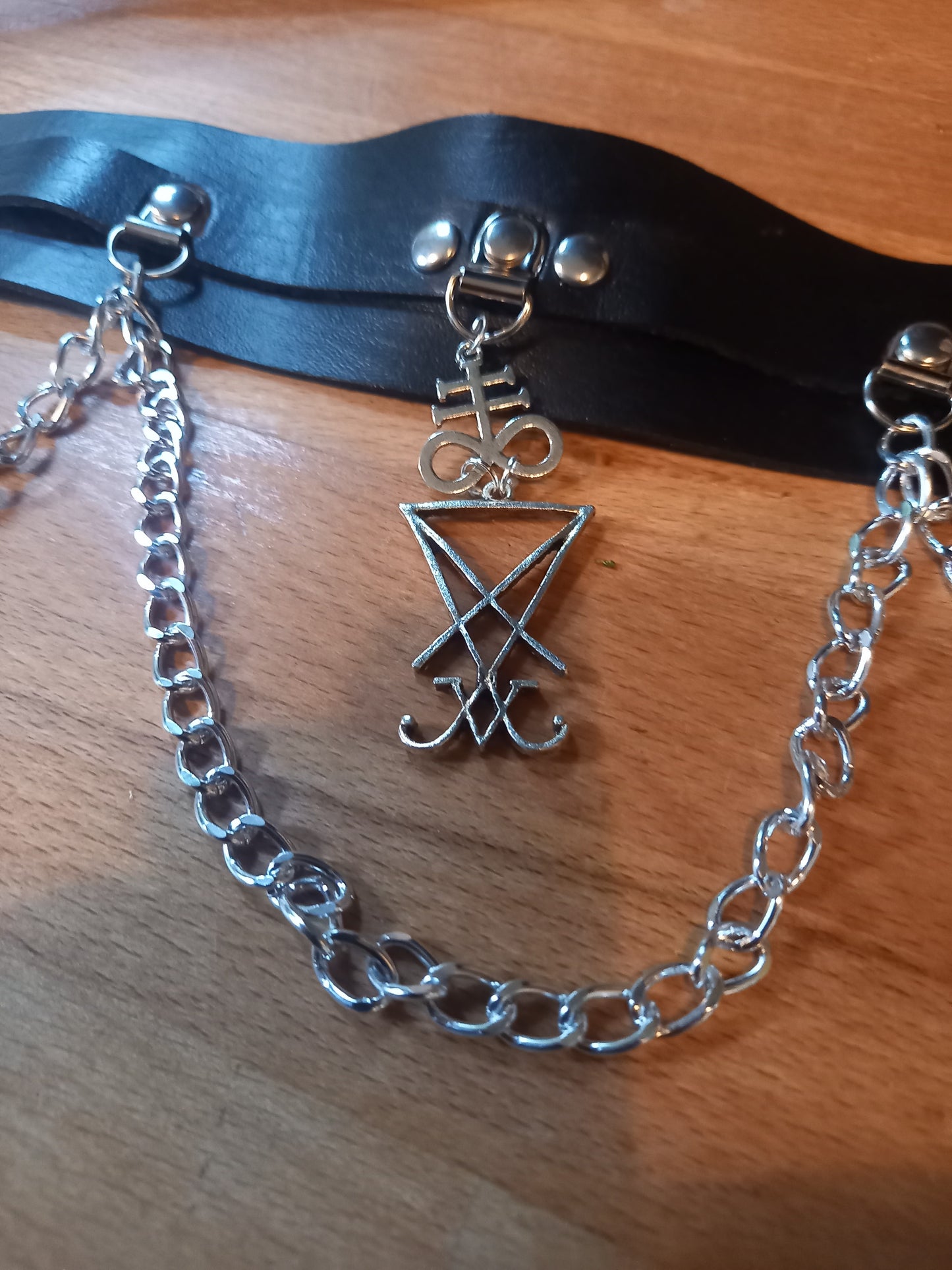 Goth Gothic Witchy killstar witch witchcraft Satanic Occult "Cross of satan and Sigil of Satan" chain belt