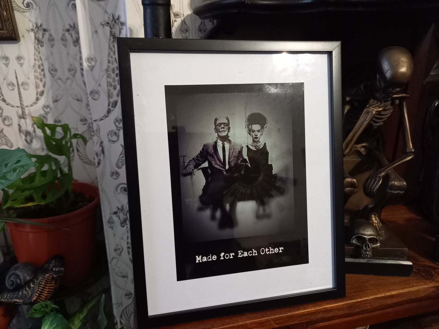 Frankenstein & breakfast at tiffany's mash up inspired "made for each other "frame