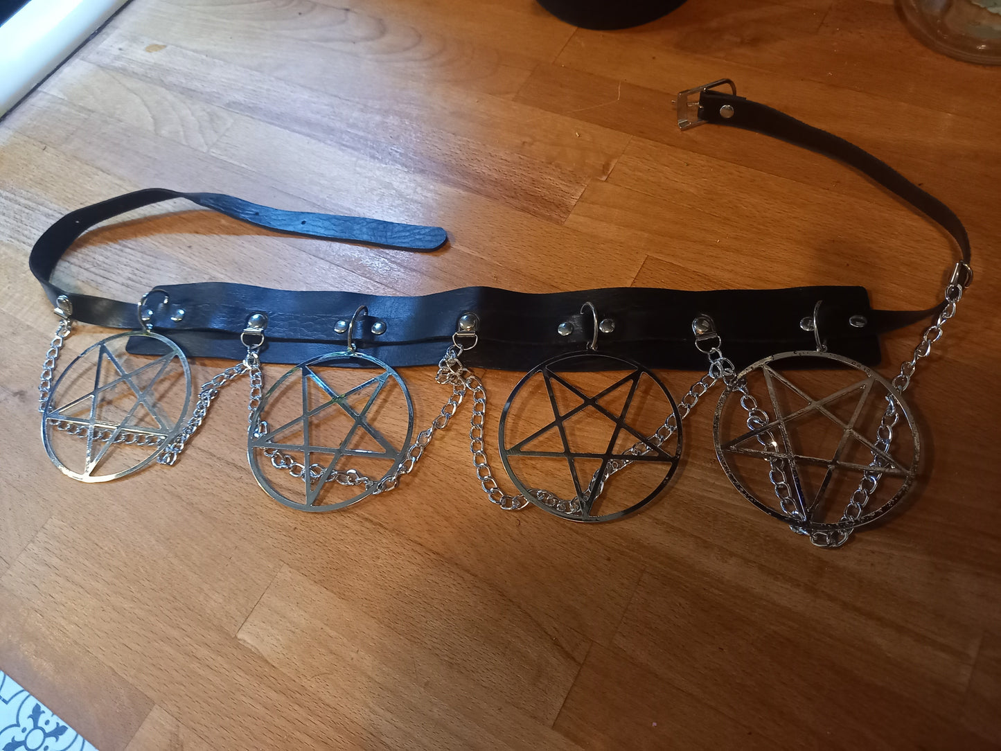 Goth Gothic Witchy killstar witch witchcraft Satanic Occult "Oversized inverted pentagram " chain belt