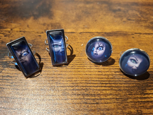Adjustable Rings,inspired by "Bride of Chucky " Chucky and tiffany