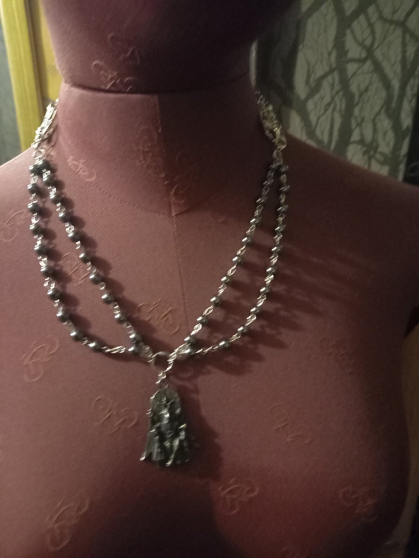 Goth Gothic Witchy Satanic Occult "Satanic Temple Baphomet with two Sigil of Satan details" double layer rosary