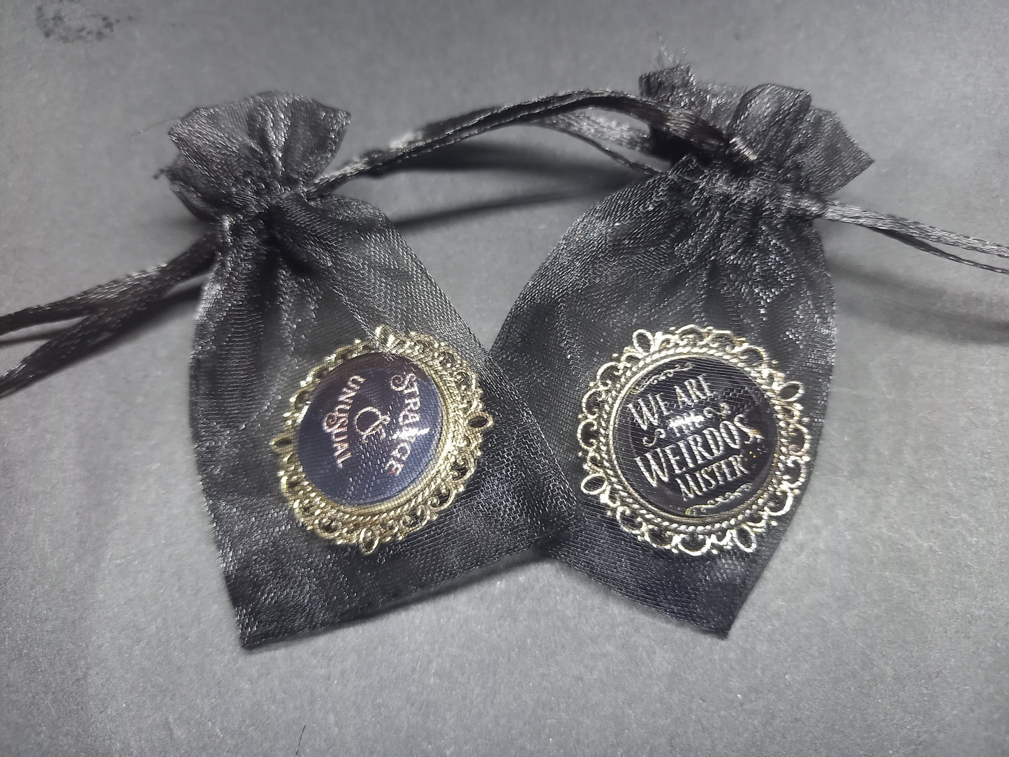 Goth gothic witchy killstar beetlejuice & craft inspired "strange and unusual ,we are the weirdos mister" decorative pin badge set