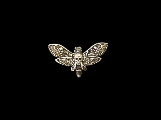 Goth Gothic Witchy Occultist Satanic Pagan "Death head moth" detail metal pin badge/brooch V1