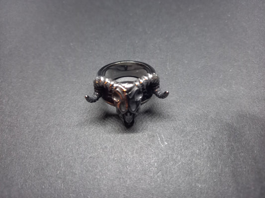 Goth Gothic Witchy Killstar Satanic pagan "Ram Skull" stainless steel ring