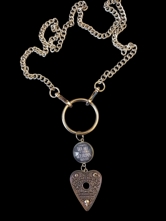 Goth Gothic Witchy Witchcraft killstar Occult "we are the weirdos mister slogan with choice of occult datil Dog clip necklace"