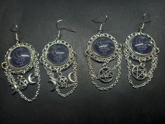 Goth Gothic Witchy fashion Church of Satan Occult Satanic "Symbol of Lilith" deluxe Earrings