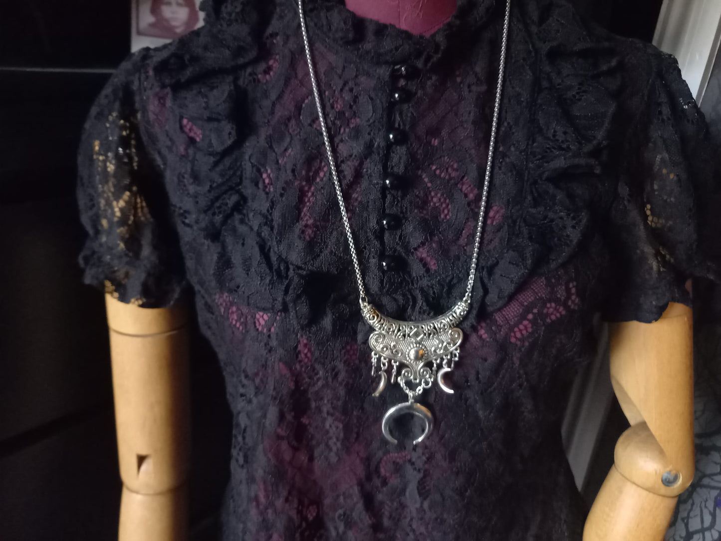 Goth Gothic Witchy Witch Witchcraft Occult satanic Pagan Wicca Boohoo style with 3 moons