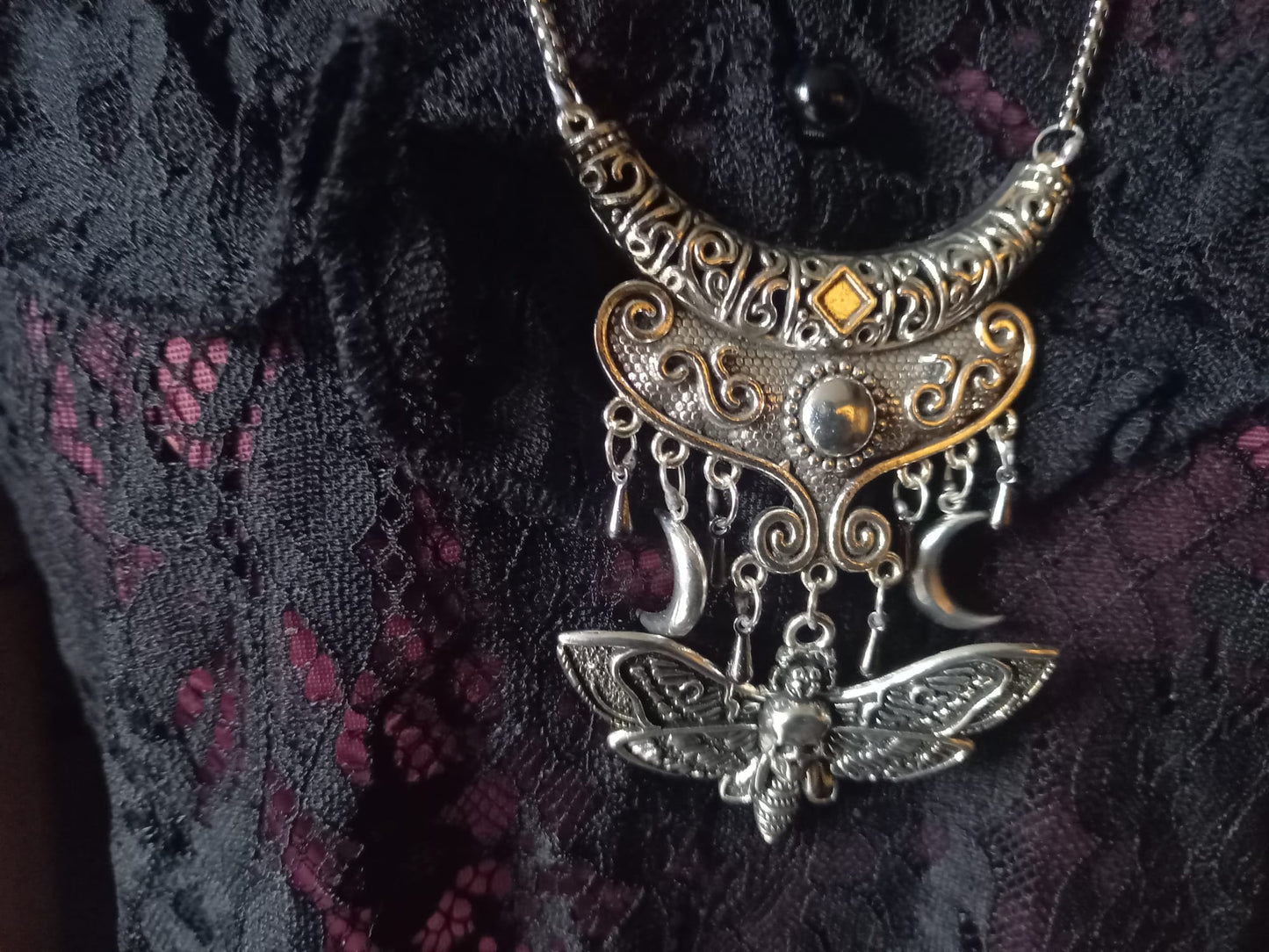 Goth Gothic Witchy Witch Witchcraft Occult satanic Pagan Wicca Boohoo style Death head moth V1 with moons