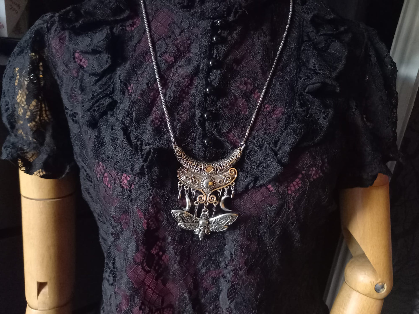 Goth Gothic Witchy Witch Witchcraft Occult satanic Pagan Wicca Boohoo style Death head moth V1 with moons