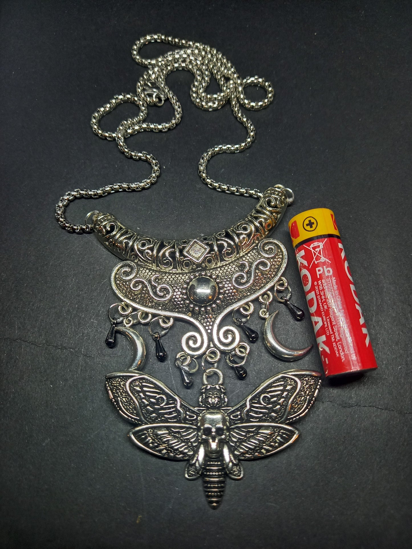 Goth Gothic Witchy Witch Witchcraft Occult satanic Pagan Wicca Boohoo style Death head moth V1 with moons