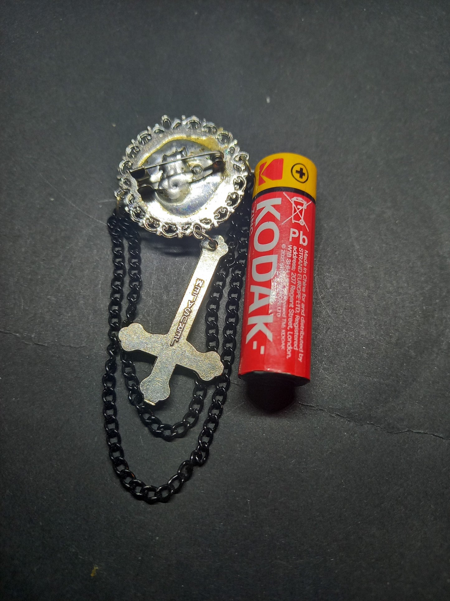 Oddity curiosity goth gothic witchy killstar magic magick occult occultist "Stylized Sigil Of Satan" with chains and inverted crucifix