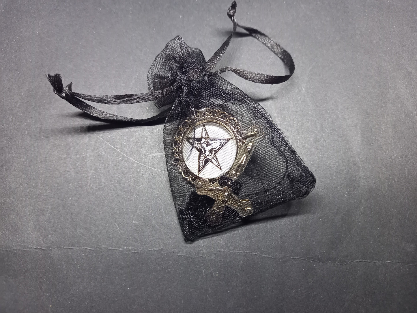 Oddity curiosity goth gothic witchy killstar magic magick occult occultist "Stylized Sigil Of Satan" with chains and inverted crucifix