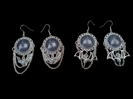 Kawaii Pastel Nu Neo Goth Gothic Witchy fashion Vampira from the Vampira Show inspired Deluxe Earrings V2