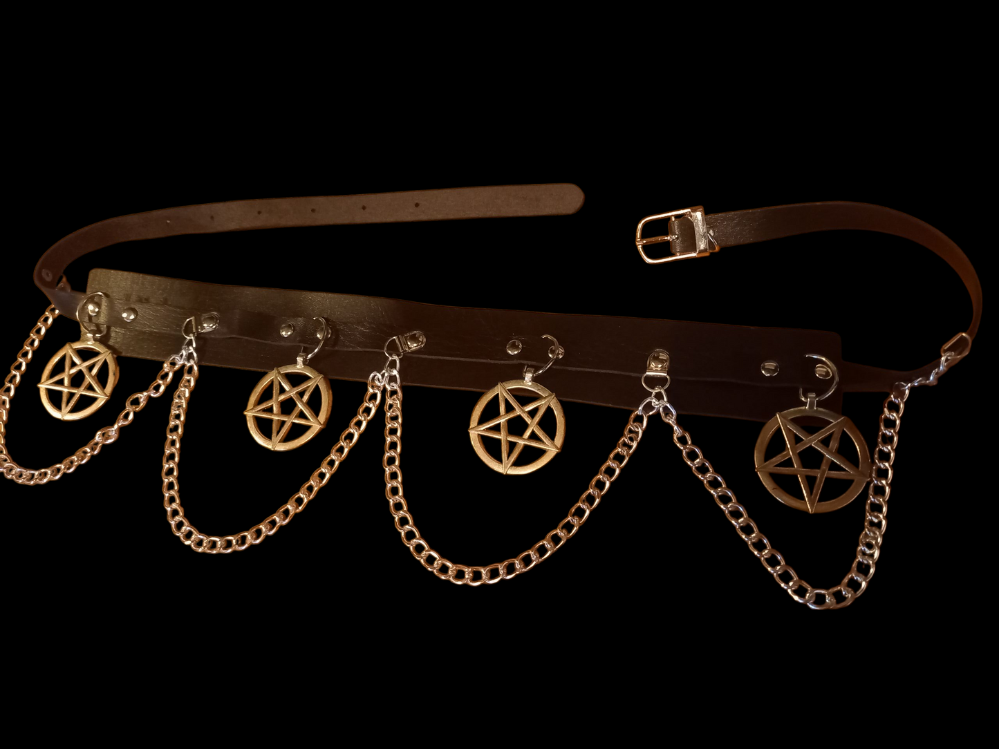 Goth Gothic Witchy killstar witch witchcraft Satanic Occult " inverted pentagram " chain belt