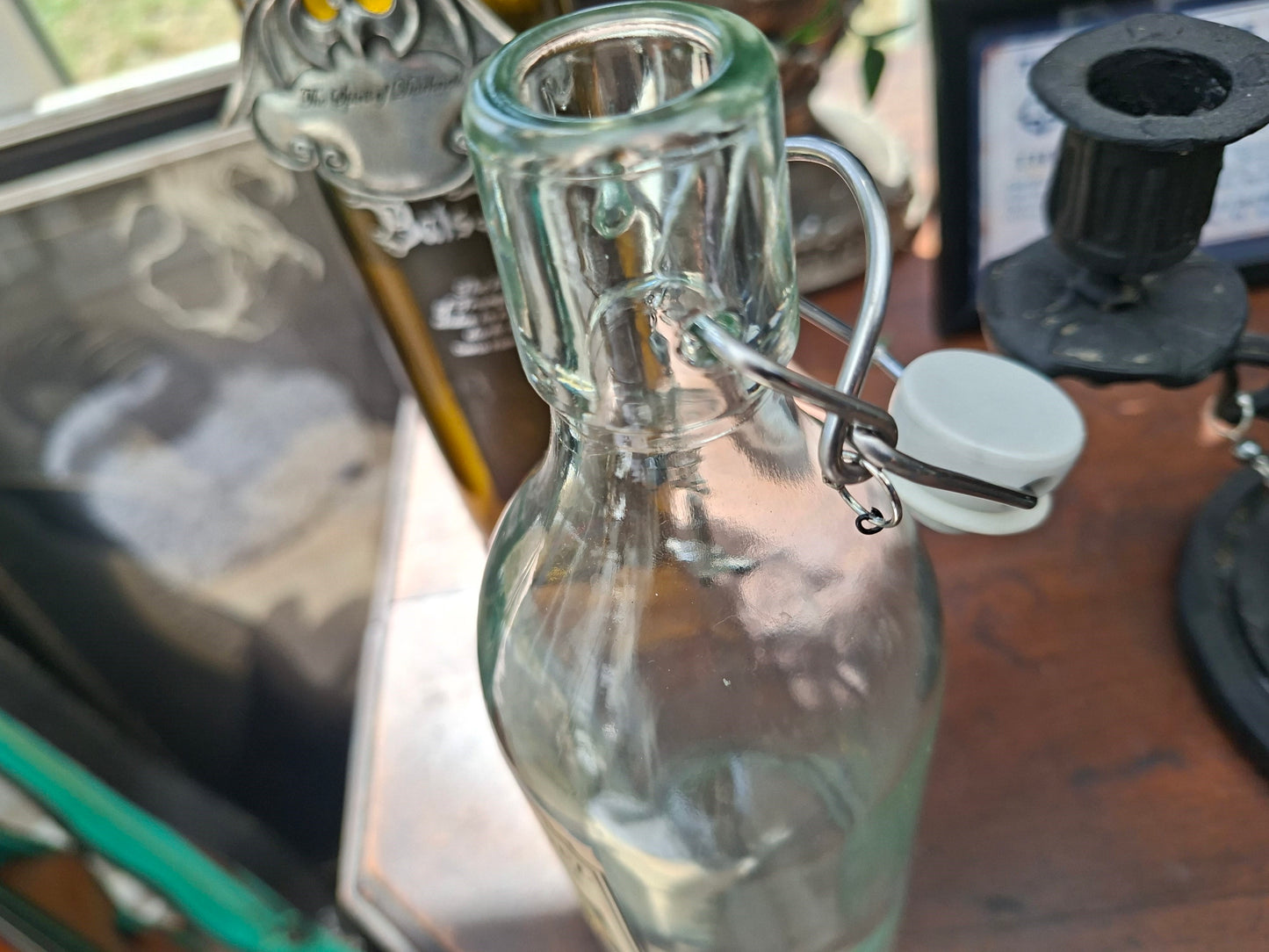 apothecary bottle "Unholy Water"  with satanic rosary detail : Oddity curiosity Gothic  Witchy Occult homewares