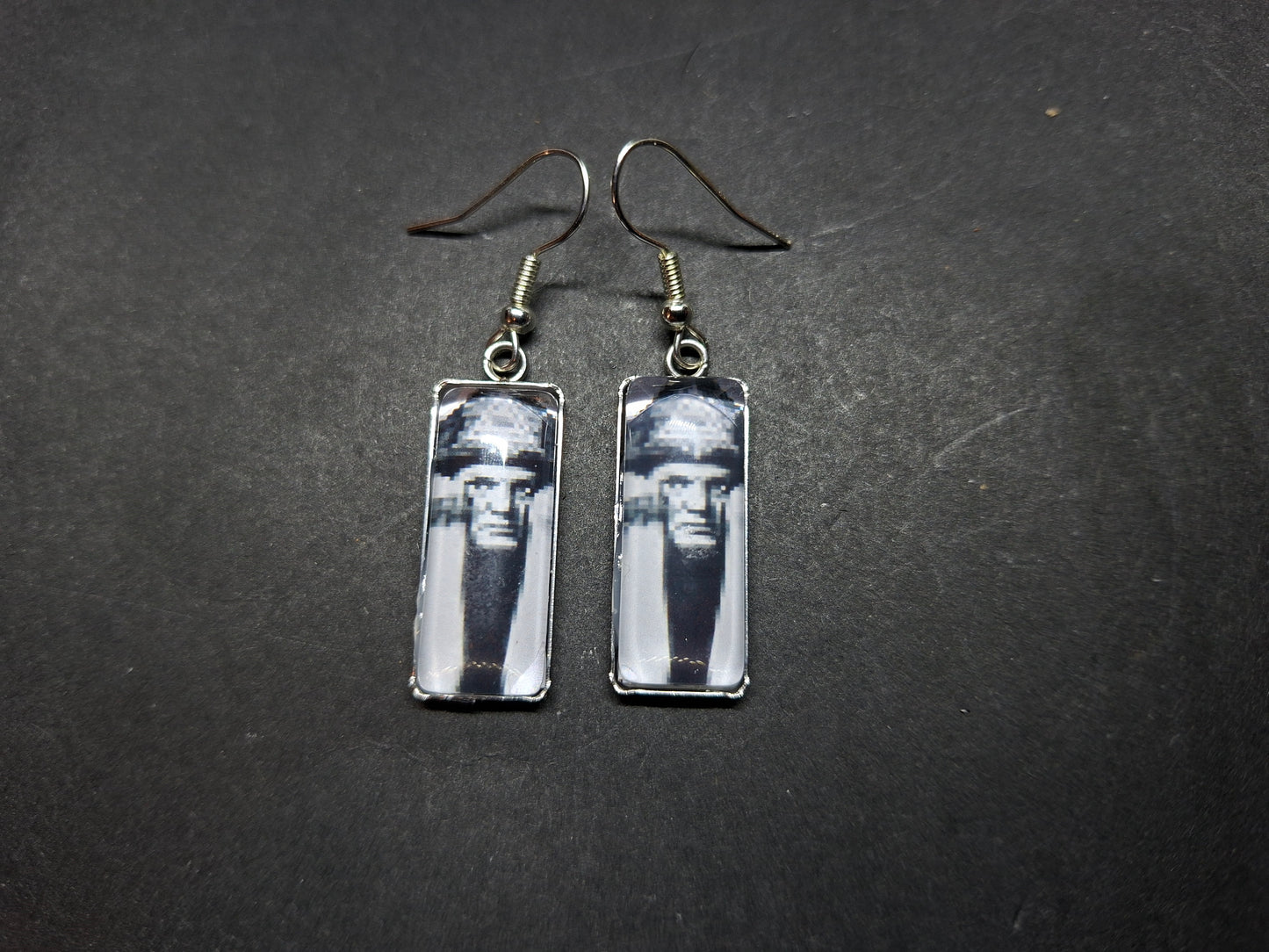 Goth Gothic Witchy Occult Thelema Aleister Crowley Inspired Stainless Steel rectangle image earrings