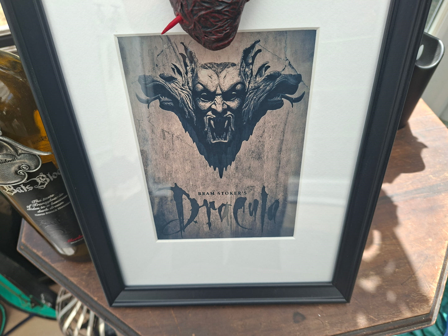 Unique Upcycled recycled art Frame ,Dracula inspired "Staked heart":goth witchy homeware