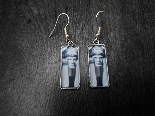 Goth Gothic Witchy Occult Thelema Aleister Crowley Inspired Stainless Steel rectangle image earrings