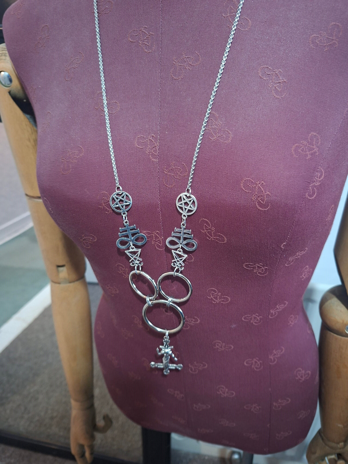 O Ring Necklace • Satanic Trinity • Custom Charm • Occult Gothic Witchy