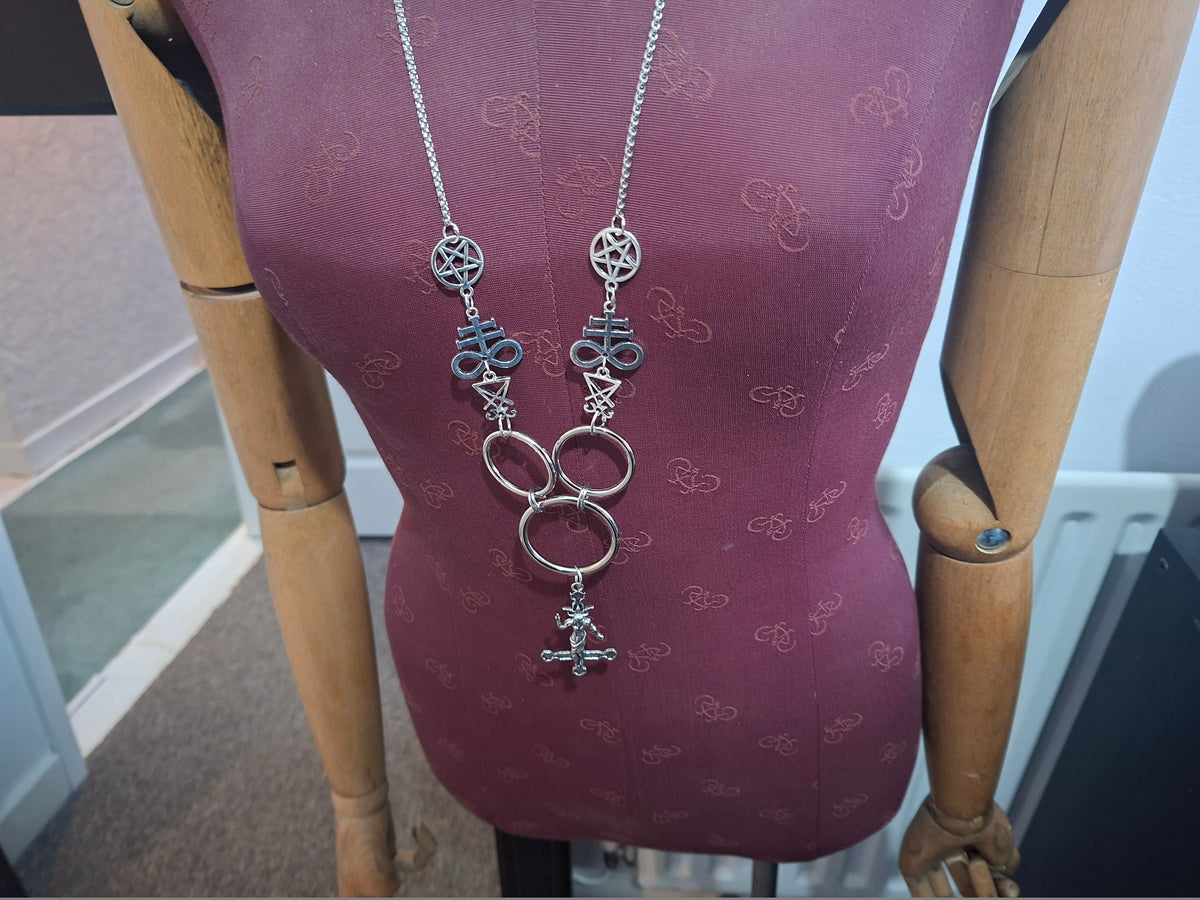 O Ring Necklace • Satanic Trinity • Custom Charm • Occult Gothic Witchy