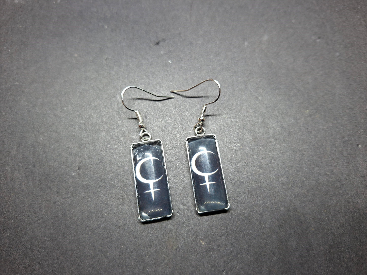 Goth Gothic Witchy Occult symbol of "Lilith" Inspired Stainless Steel rectangle image earrings
