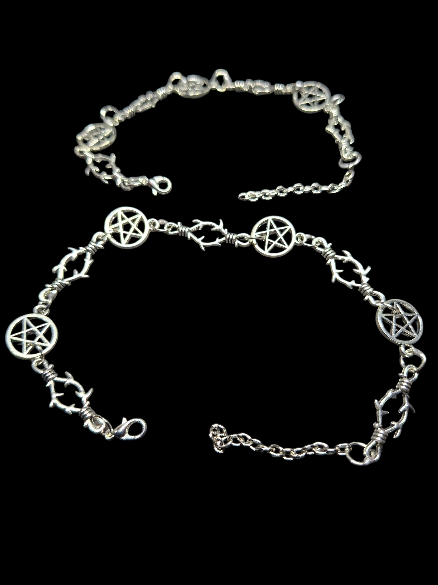 Pentagram and thorn detail bracelet, Occult / Ritual Jewelry :goth witch witchy