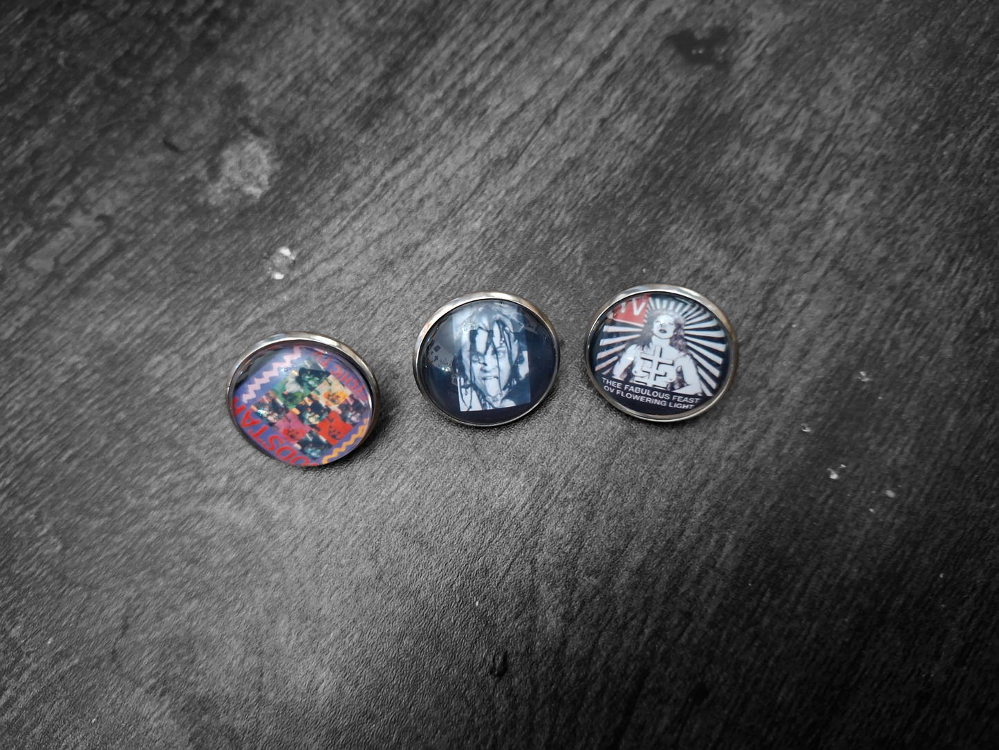 Gothic Goth Old School 1980's Alternative Psychic TV TOPY Thee Temple ov Psychick Youth Genesis P-Orridge Inspired set of three pin badgesV2