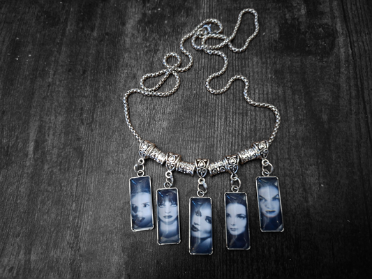 Oddity Curiosity goth gothic witchy Killstar "Gothic bride " Necklace with retangle images