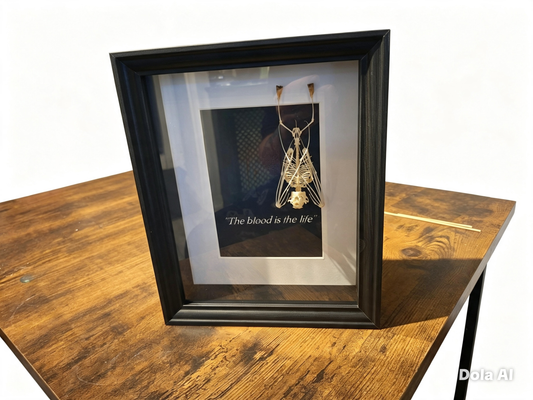 Bat Skeleton Taxidermy framed Art ,Bram Stoker's Dracula Inspired "The Blood Is The Life"