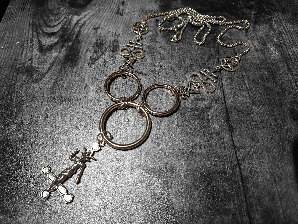 O Ring Necklace • Satanic Trinity • Custom Charm • Occult Gothic Witchy