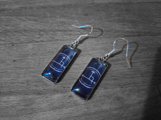 Goth Gothic Witchy Occult Sigil of "Lilith" Inspired Stainless Steel rectangle image earrings