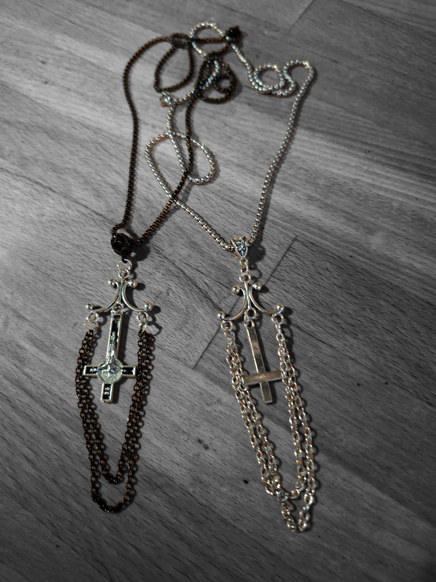 Goth Gothic Witchy witch witchcraft killstar Occult satanic "Inverted Crucifix" chandelier necklace