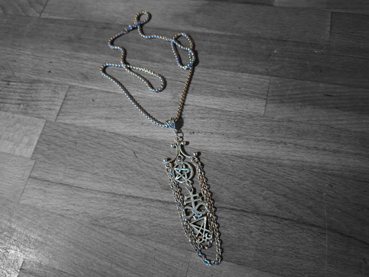 Goth Gothic Witchy witch witchcraft killstar Occult satanic "Satanic Trinity" chandelier necklace