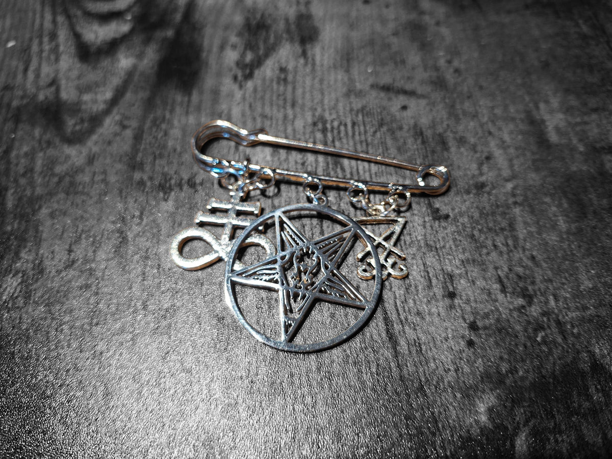 Satanic Trinity Kilt Pin Brooch – Occult Witchy Gothic Accessory
